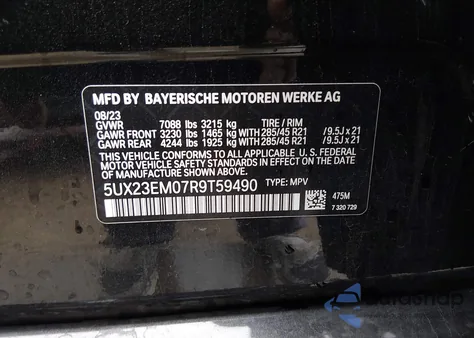 2024 BMW X7 xDrive40I z USA, uszkodzony, nr VIN 5UX23EM07R9T59490